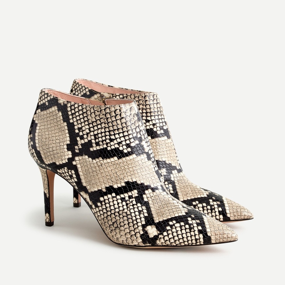 $248 J. CREW Snake-Embossed Leather Low-Cut Ankle Boots, Women’s 6
